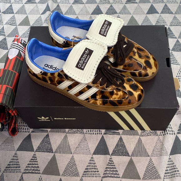 Adidas Leopard Print Three-Stripe Retro Sneakers - Picture 1 of 6